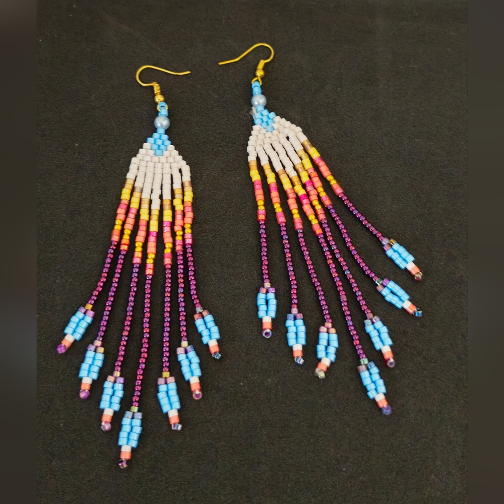 Handmade earrings for women made of colorful Czech and Japanese beads